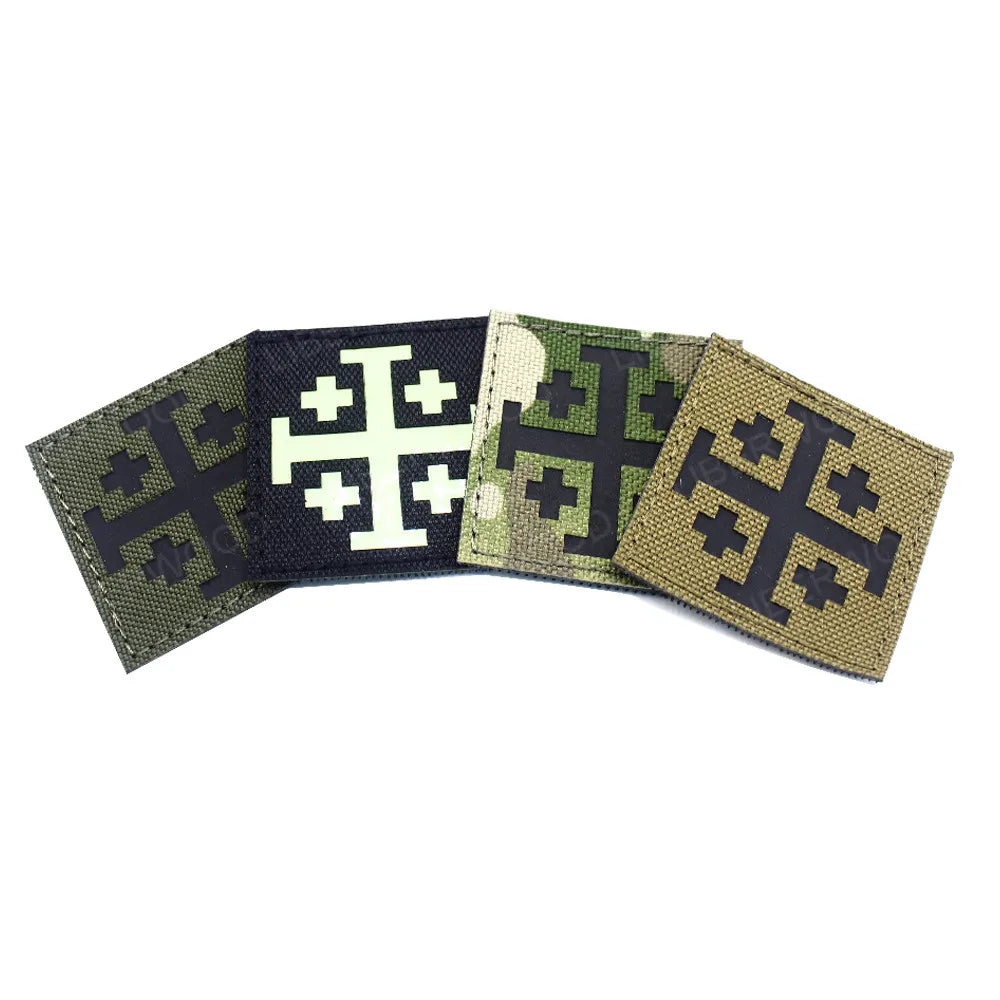 Knights Templar Embroidered Patch the Crusades IR Infrared Reflective Military Tactical Combat Emblem Badge PVC Hook Fasterner