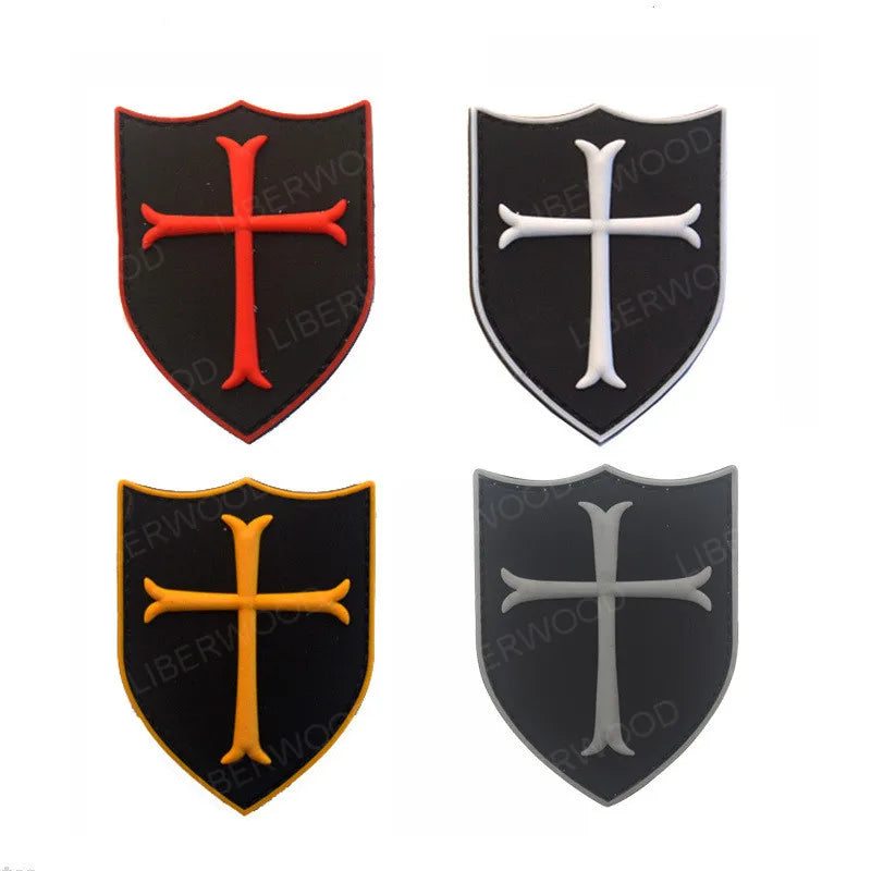 Knights Templar Embroidered Patch the Crusades IR Infrared Reflective Military Tactical Combat Emblem Badge PVC Hook Fasterner