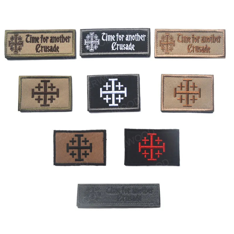 Knights Templar Embroidered Patch the Crusades IR Infrared Reflective Military Tactical Combat Emblem Badge PVC Hook Fasterner
