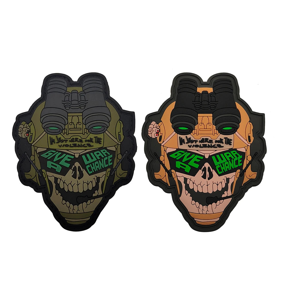 3D Give War A Chance Patches Tactical Skeleton Soldiers PVC Badges Military Armband Decorate Emblem